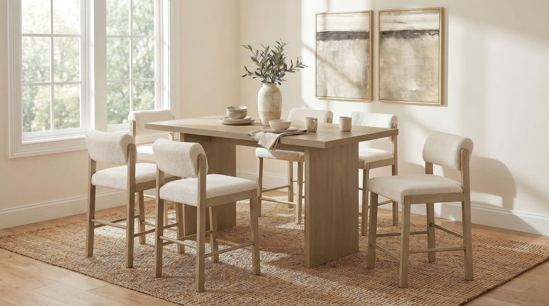 Kehoe Upholstered Counter Height Chair Cream and Natural Oak (Set of 2) - 193939NAT