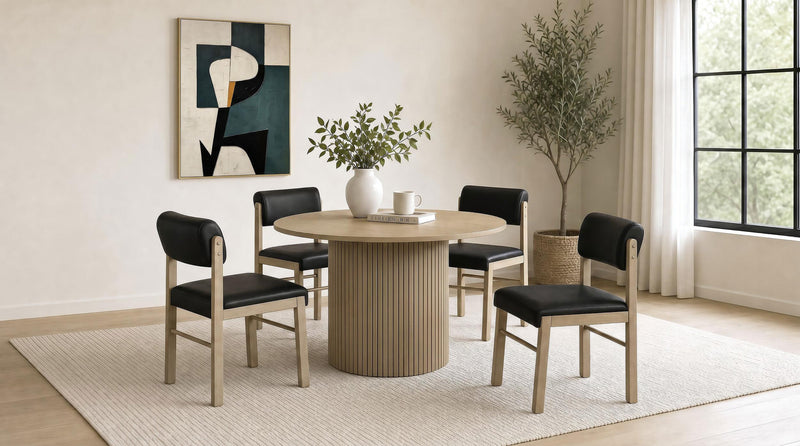 Kehoe Upholstered Dining Side Chair Black and Natural Oak (Set of 2) - 193922NAT