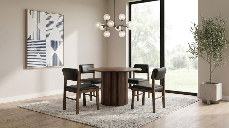 Kehoe Upholstered Dining Side Chair Black and Walnut (Set of 2) - 193922WAL