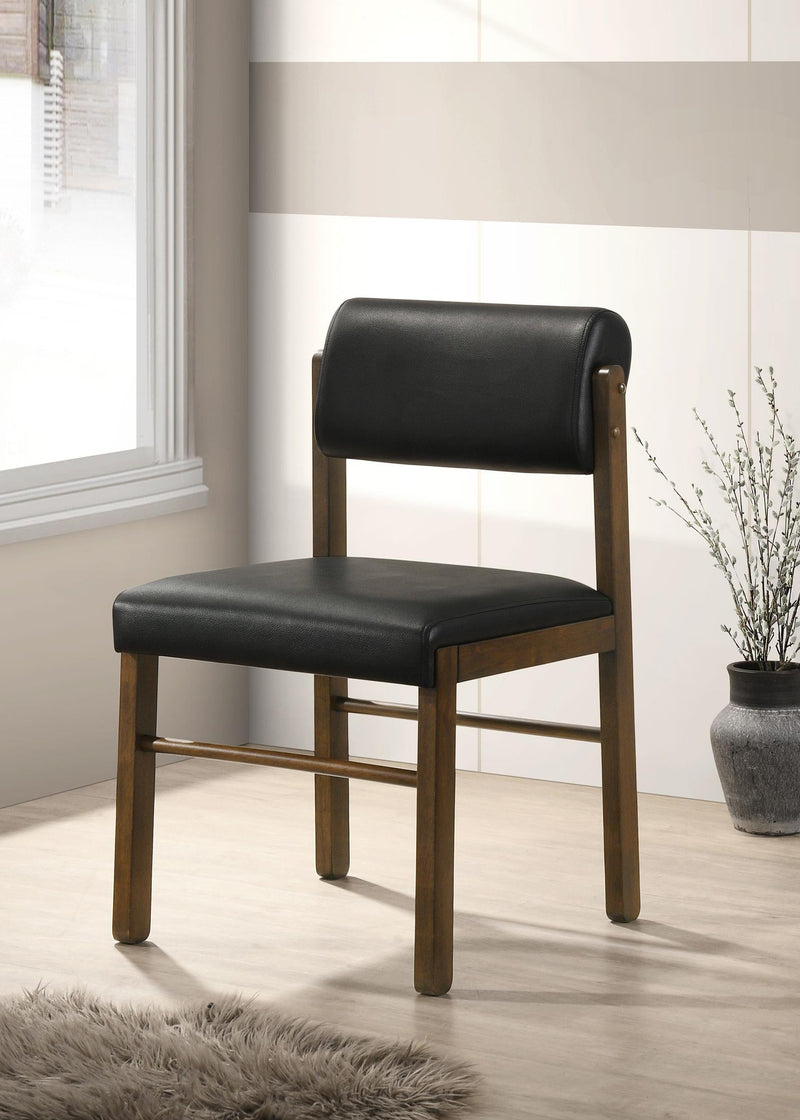 Kehoe Upholstered Dining Side Chair Black and Walnut (Set of 2) - 193922WAL