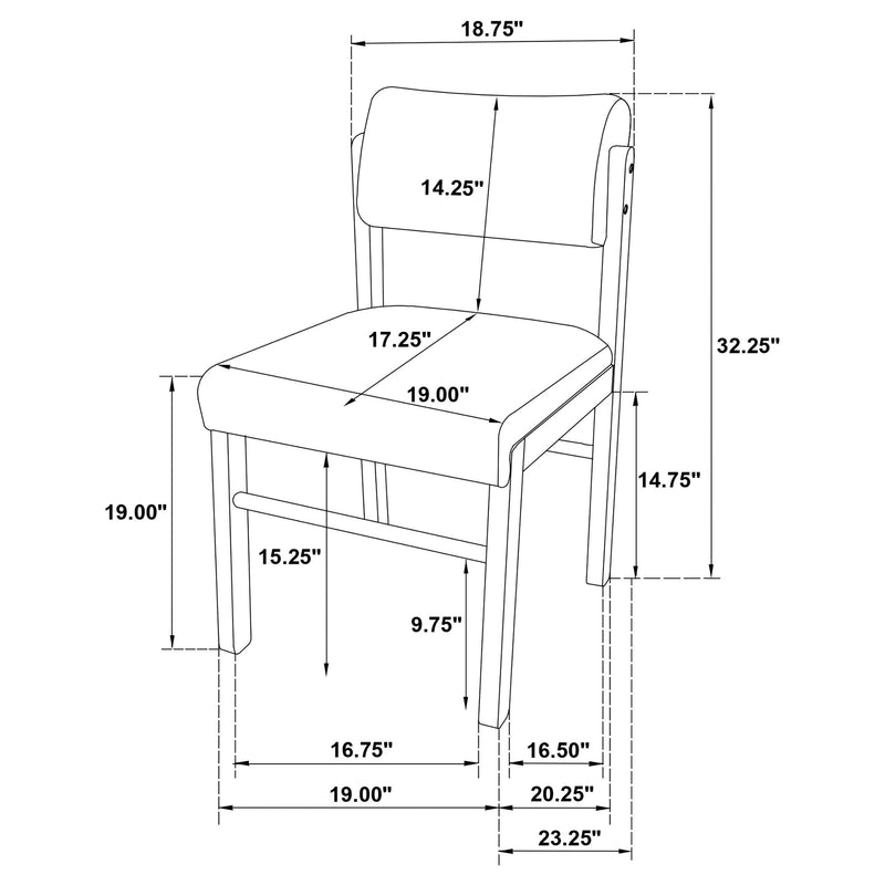 Kehoe Upholstered Dining Side Chair Cream and Black (Set of 2) - 193932BLK