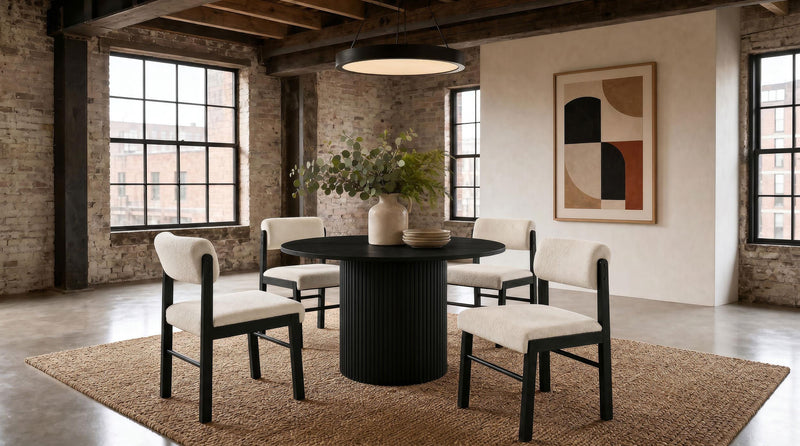 Kehoe Upholstered Dining Side Chair Cream and Black (Set of 2) - 193932BLK