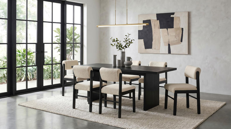 Kehoe Upholstered Dining Side Chair Cream and Black (Set of 2) - 193932BLK