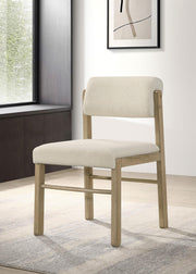 Kehoe Upholstered Dining Side Chair Cream and Natural Oak (Set of 2) - 193932NAT