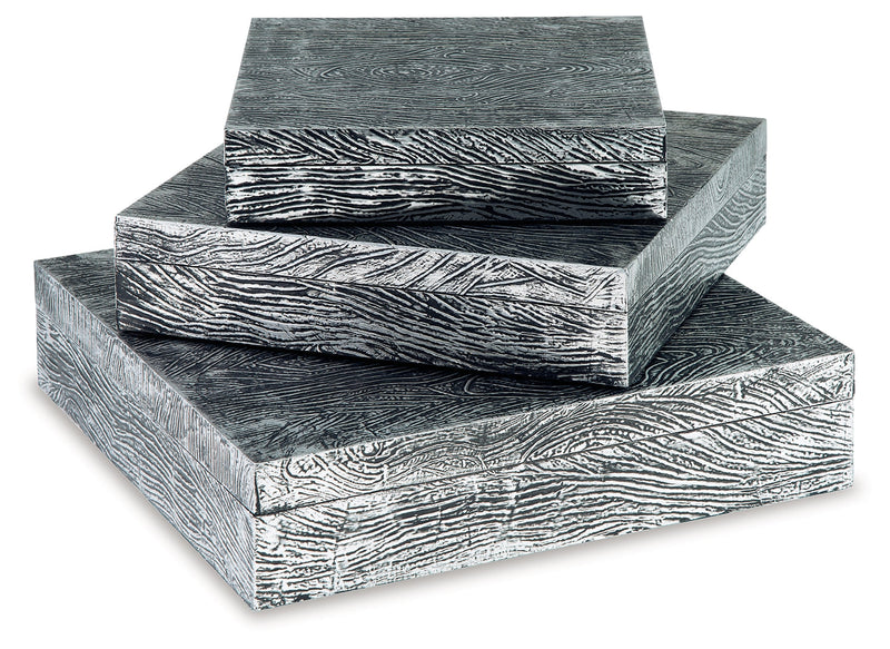 Keldy Antique Pewter Finish Box (Set of 3) - A2000491