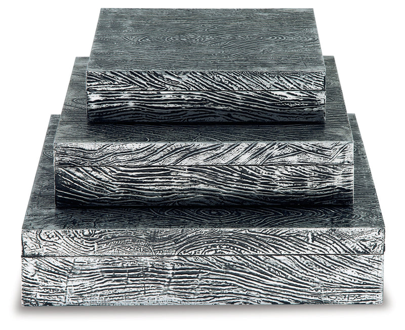 Keldy Antique Pewter Finish Box (Set of 3) - A2000491