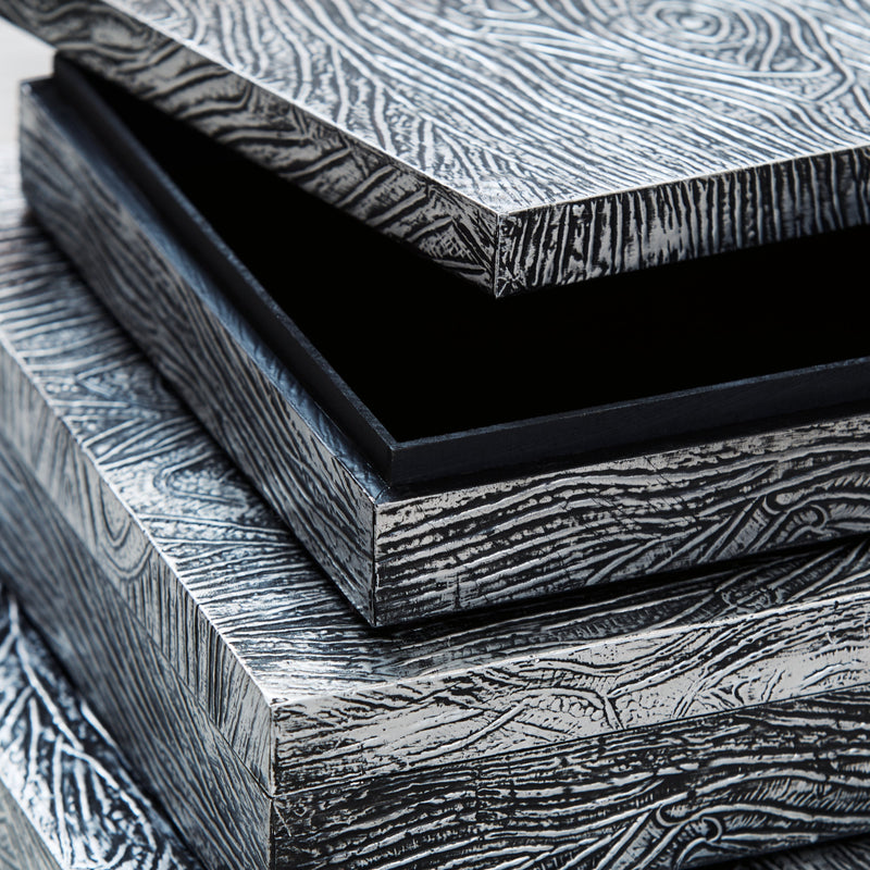 Keldy Antique Pewter Finish Box (Set of 3) - A2000491
