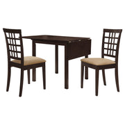 Kelso 3-piece Drop Leaf Dining Table Set Cappuccino and Tan - 190821-S3