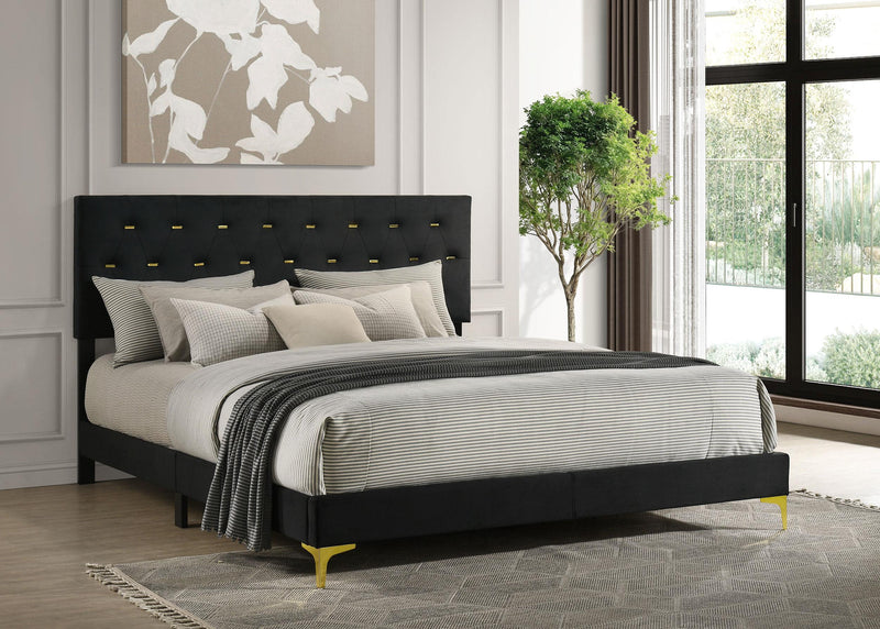 Kendall Upholstered California King Panel Bed Black - 224451KW