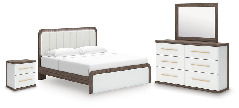 Kendanport King Platform Bed, Dresser, Mirror and Nightstand - PCB1108B12