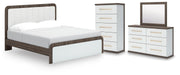 Kendanport King Upholstered Bed, Dresser, Mirror and Chest - B1108B16