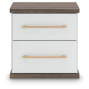 Kendanport White/Brown Queen Upholstered Bed, Dresser and Nightstand - PCB1108B9