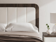 Kendanport White/Brown Queen Upholstered Bed, Dresser and Nightstand - PCB1108B9