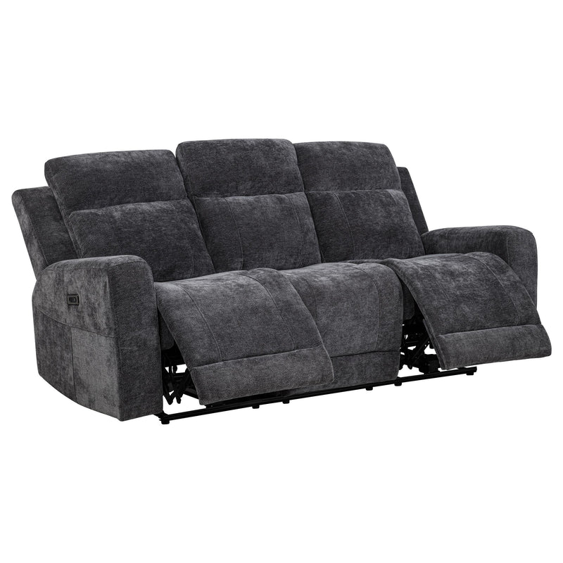 Kennett 2-piece Chenille Power Reclining Sofa Set Dark Grey - 610154P-S2