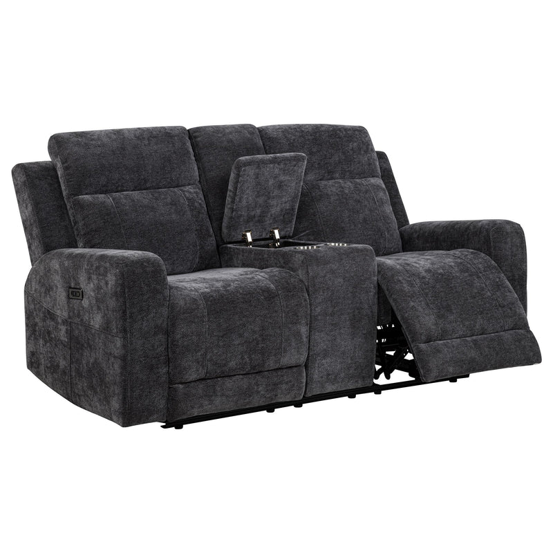 Kennett Chenille Upholstered Power Reclining Loveseat Grey - 610155P