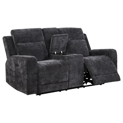 Kennett Chenille Upholstered Power Reclining Loveseat Grey - 610155P