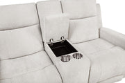 Kennett Chenille Upholstered Power Reclining Loveseat Ivory - 610152P