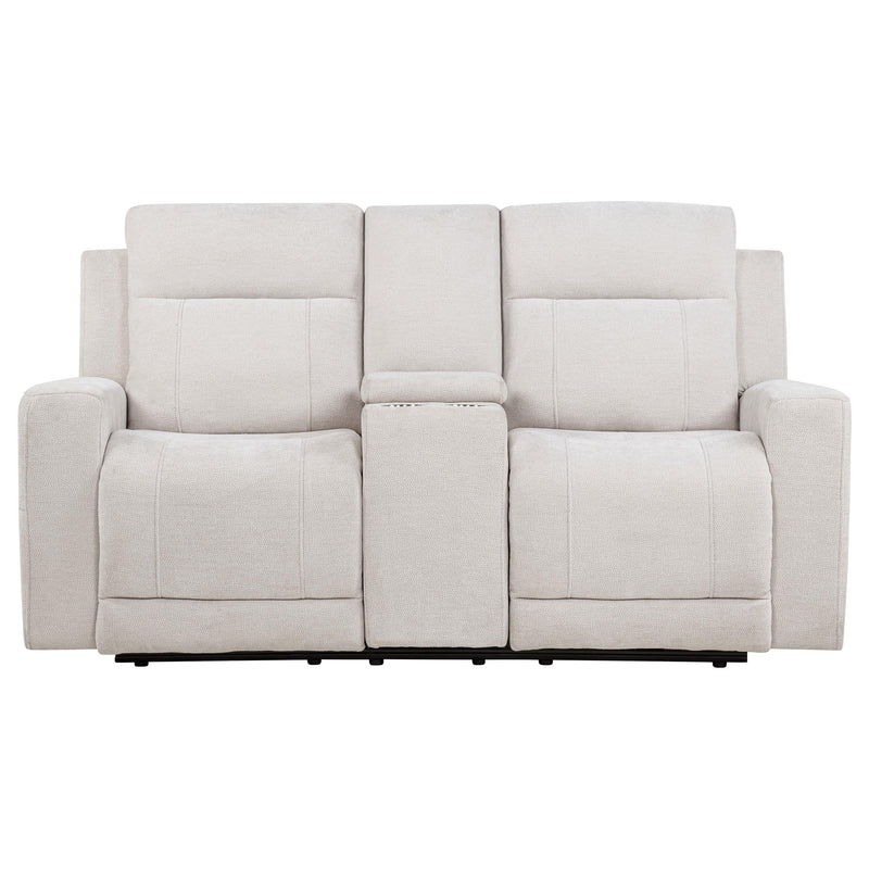 Kennett Chenille Upholstered Power Reclining Loveseat Ivory - 610152P
