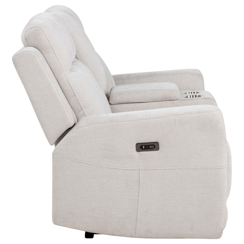 Kennett Chenille Upholstered Power Reclining Loveseat Ivory - 610152P