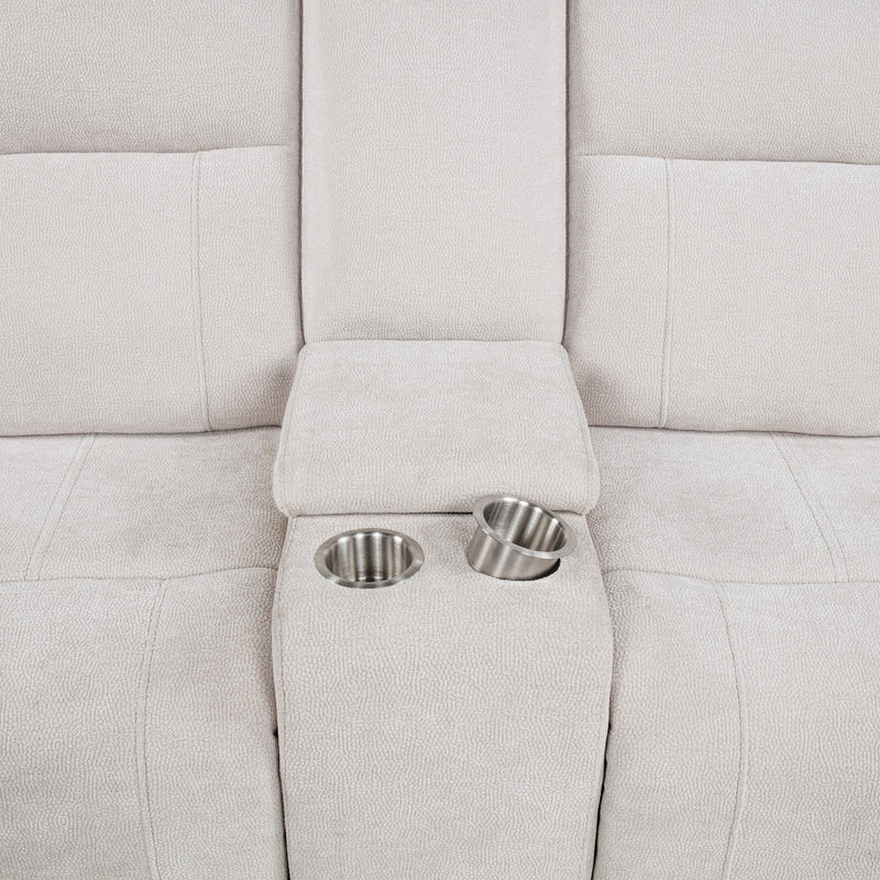 Kennett Chenille Upholstered Power Reclining Loveseat Ivory - 610152P