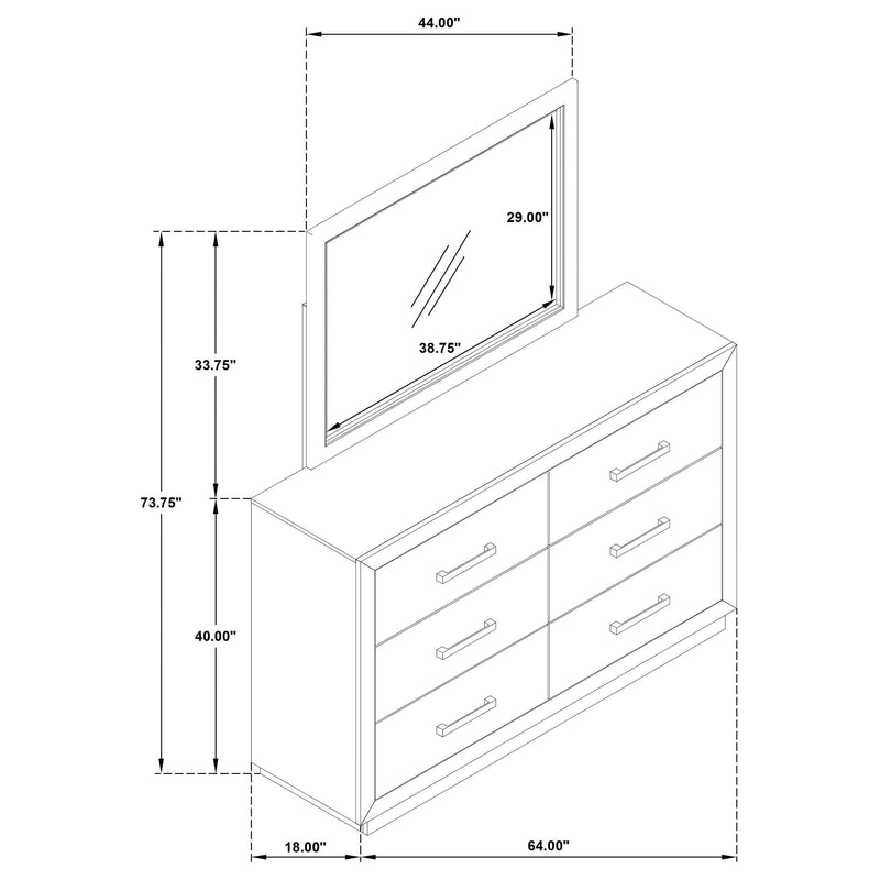 Kenora 6-drawer Dresser and Mirror Barley Brown - 224853M