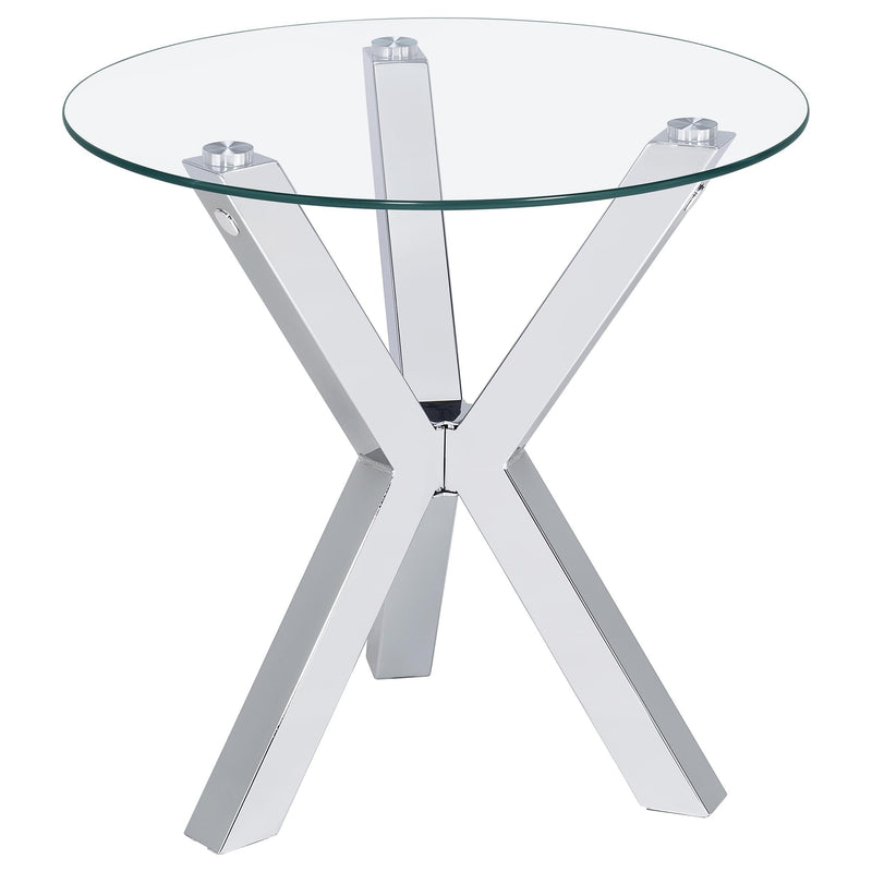 Kenzie 3-piece Round Coffee and End Table Set Chrome - 708128-S3