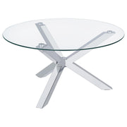 Kenzie Round Tempered Glass Top Cocktail Coffee Table Chrome - 708128