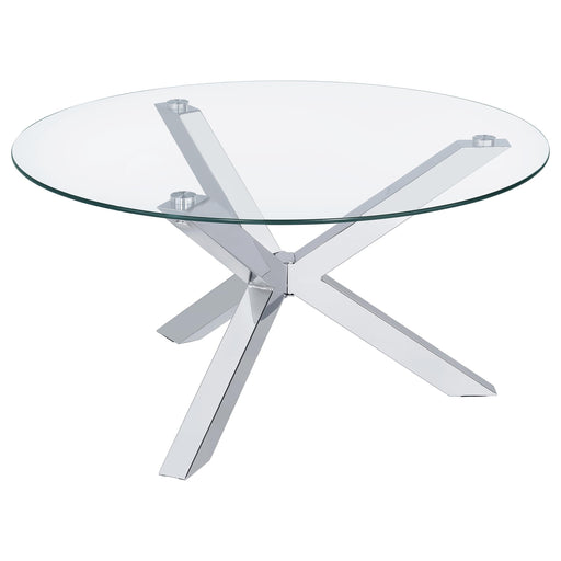 Kenzie Round Tempered Glass Top Cocktail Coffee Table Chrome - 708128