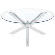 Kenzie Round Tempered Glass Top Cocktail Coffee Table Chrome - 708128