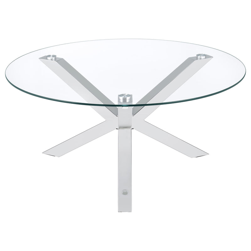 Kenzie Round Tempered Glass Top Cocktail Coffee Table Chrome - 708128