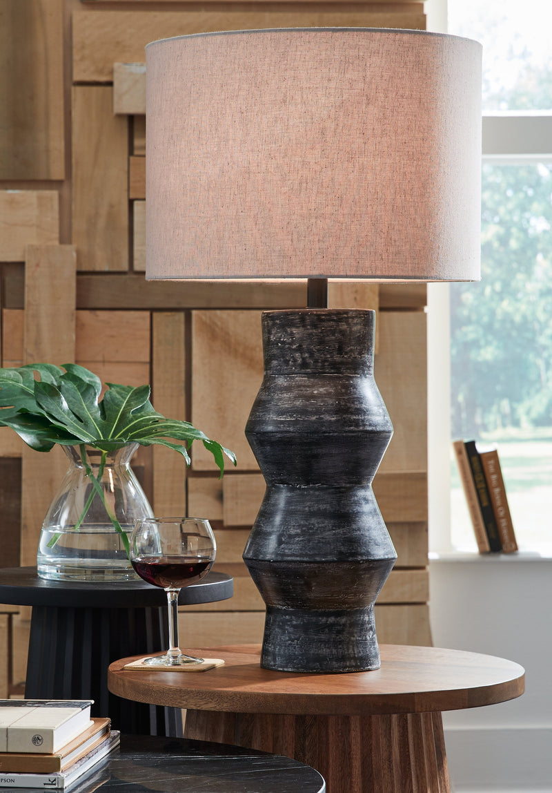 Kerbert Distressed Black Table Lamp - L100824