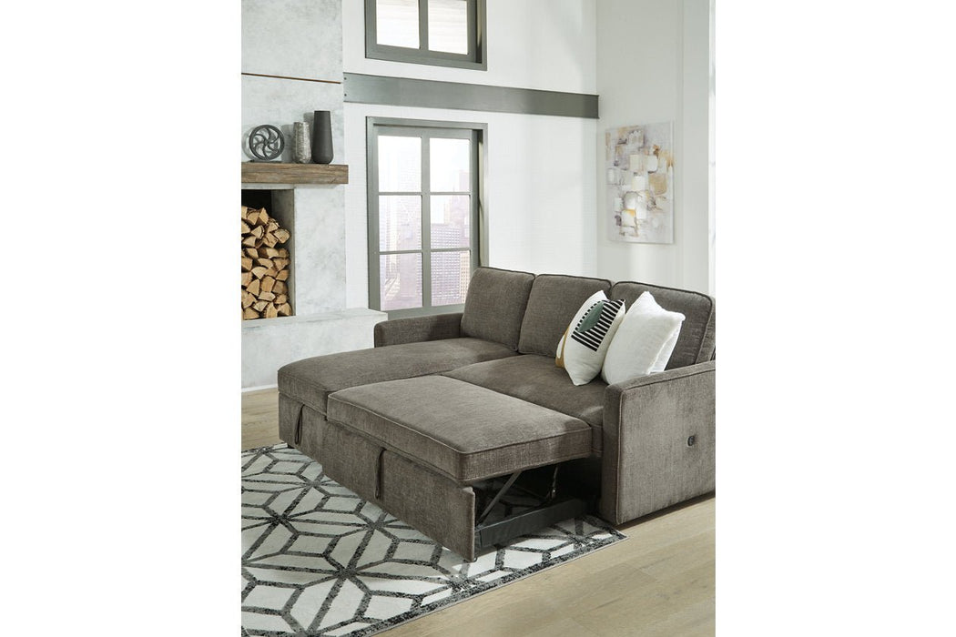 Kerle Charcoal LAF Sleeper Sofa Chaise - Gate FurnitureSleeper Sectional