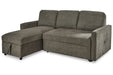 Kerle Charcoal LAF Sleeper Sofa Chaise - Gate FurnitureSleeper Sectional