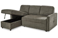 Kerle Charcoal LAF Sleeper Sofa Chaise - Gate FurnitureSleeper Sectional