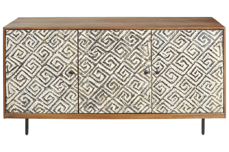 Kerrings Brown/Black/White Accent Cabinet - Lara FurnitureCabinet
