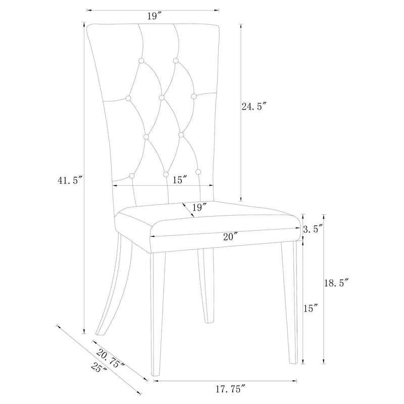 Kerwin Velvet Upholstered Dining Side Chair Grey (Set of 2) - 111103