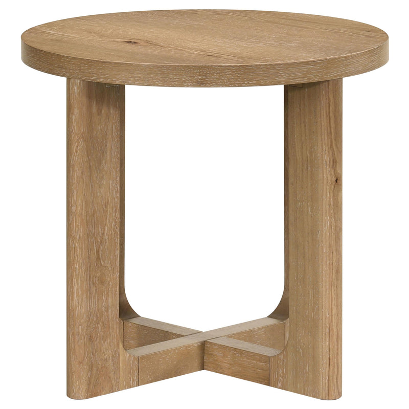 Kessler Round Sculptural Wood End Table Light Oak - 735987