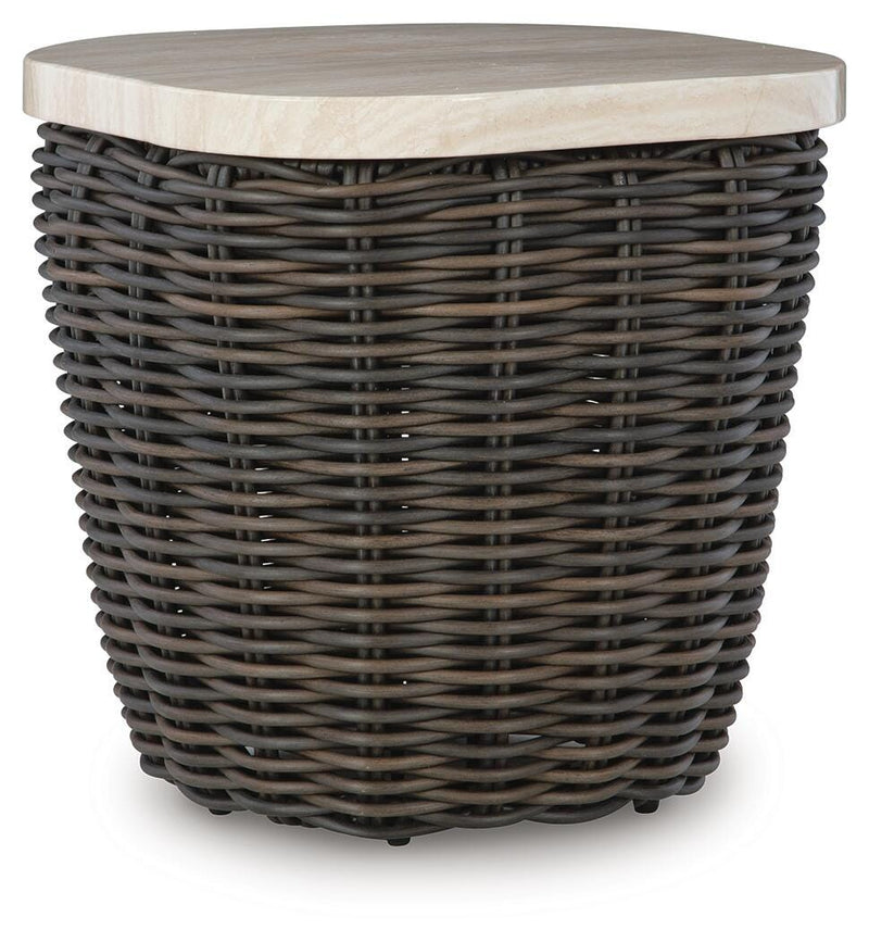 Kimora Beige/Dark Brown Outdoor End Table - P711-702