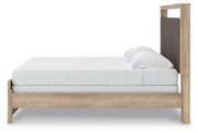 Kinlanni King Upholstered Panel Bed, Dresser and Nightstand in Tan - PKG023890