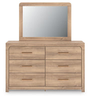 Kinlanni King Upholstered Panel Bed, Dresser, Mirror and Nightstand - B1360B18