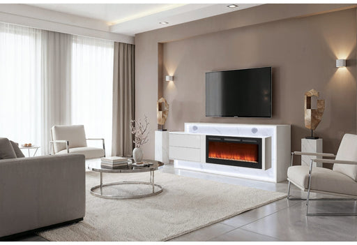 Kira White 87″ Entertainment Unit With Bluetooth Speaker And Led - KIRA-WHITE-87″ EU W SPKR LED