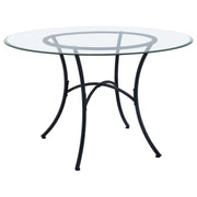 Kline 48-inch Round Glass Top Dining Table Matte Black - 122160BLK