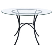 Kline 48-inch Round Glass Top Dining Table Matte Black - 122160BLK