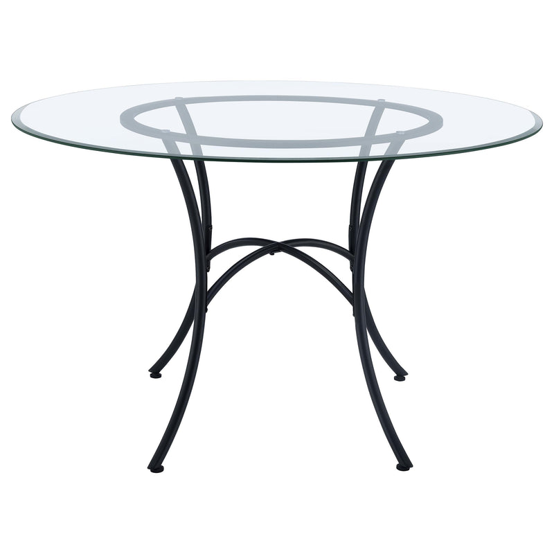 Kline 48-inch Round Glass Top Dining Table Matte Black - 122160BLK