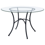 Kline 48-inch Round Glass Top Dining Table Matte Black - 122160BLK