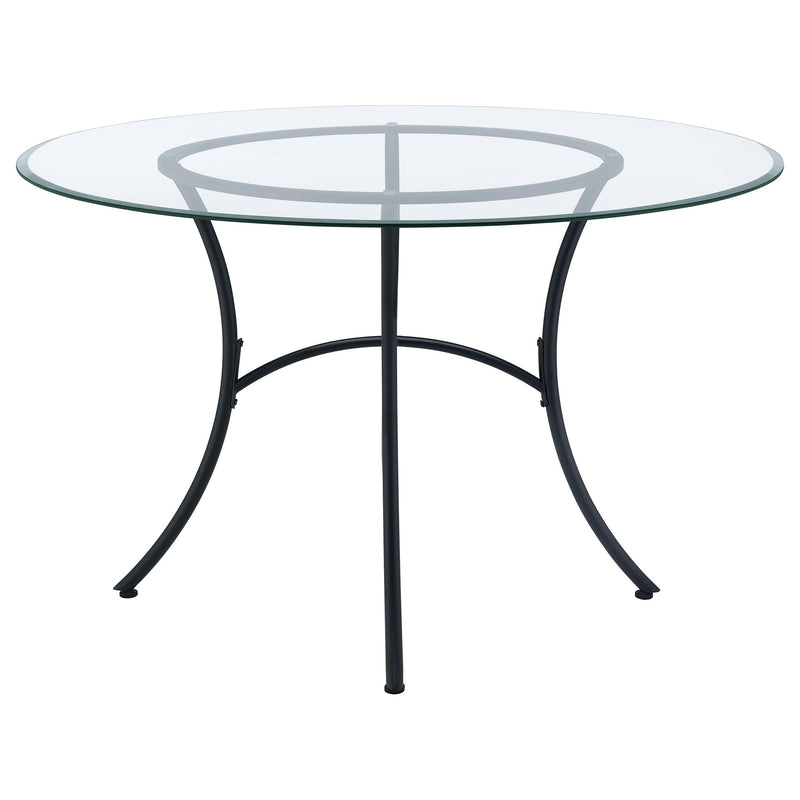Kline 48-inch Round Glass Top Dining Table Matte Black - 122160BLK