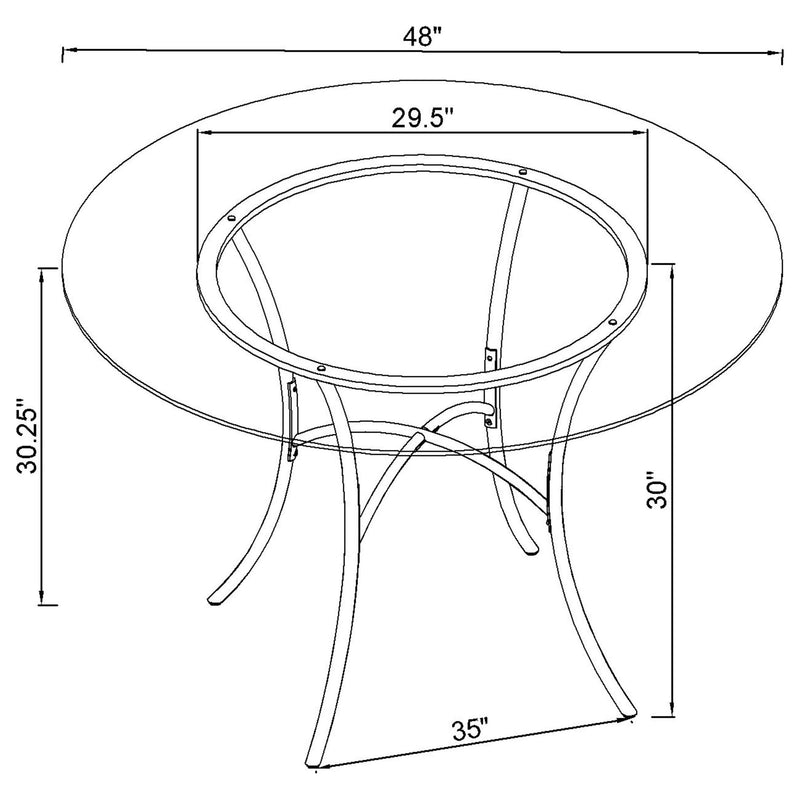 Kline 48-inch Round Glass Top Dining Table Matte Black - 122160BLK