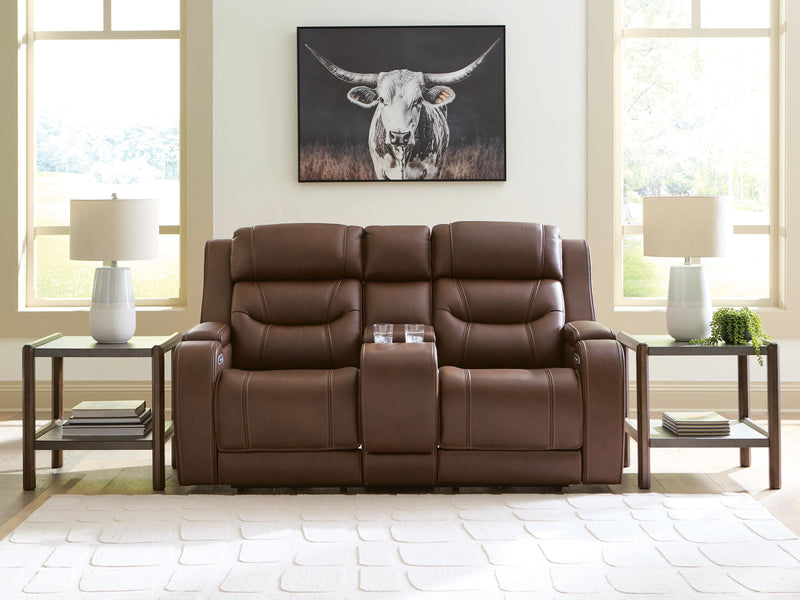 Knightington Brown Power Reclining Loveseat with Audio Seating - PCU1160218A