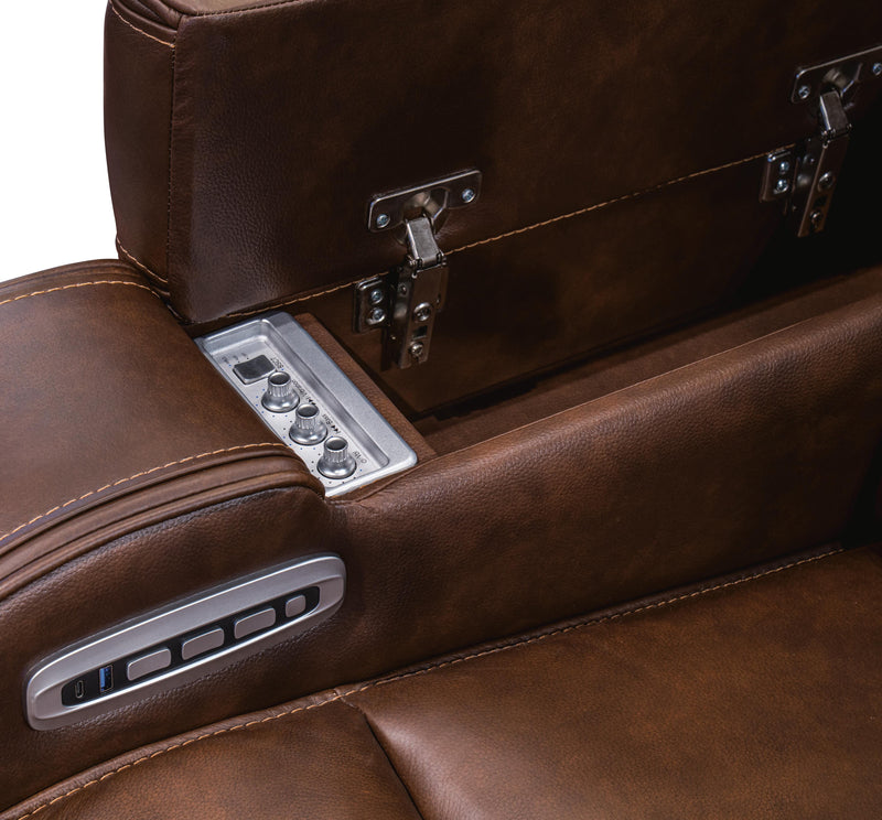 Knightington Brown Power Reclining Loveseat with Audio Seating - PCU1160218A
