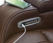 Knightington Brown Power Reclining Loveseat with Audio Seating - PCU1160218A